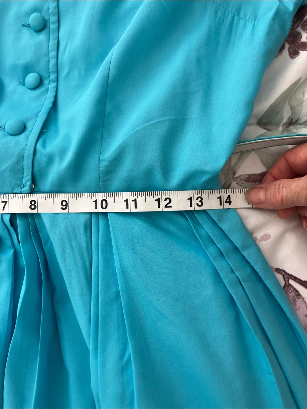 VTG Bright Turquoise Midi Shirtwaist Dress with Belt - Picture 8 of 10